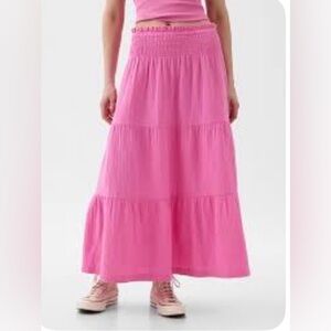 Small GAP Hot Pink Tiered Maxi Skirt